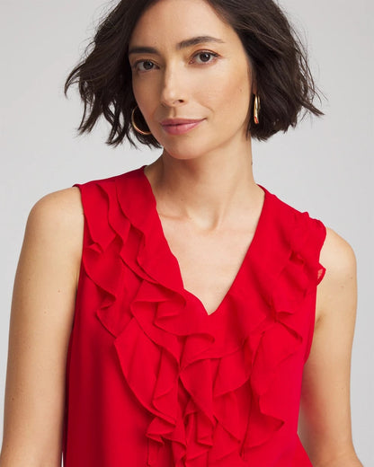 Chico's Women | Satin Ruffle Tank CARMINE RED