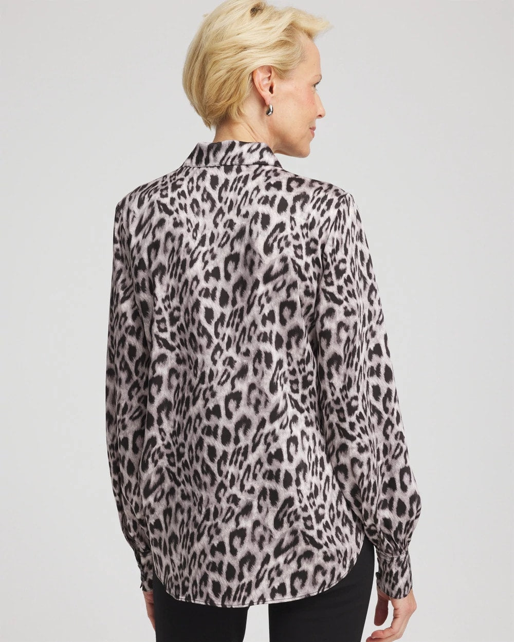 Chico's Women | Faux Silk Snowy Animal Shirt DOVE GRAY