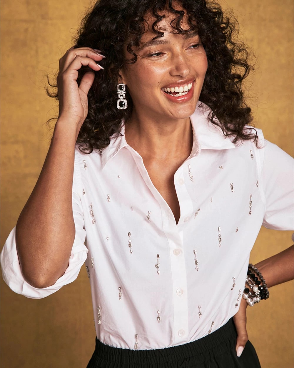 Chico's Women | Jeweled Poplin Shirt ALABASTER