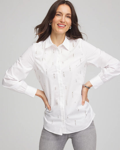 Chico's Women | Jeweled Poplin Shirt ALABASTER