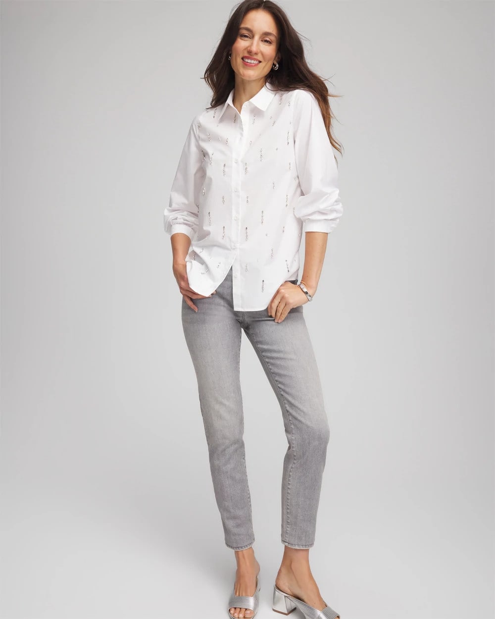 Chico's Women | Jeweled Poplin Shirt ALABASTER