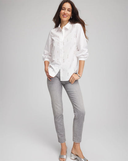 Chico's Women | Jeweled Poplin Shirt ALABASTER