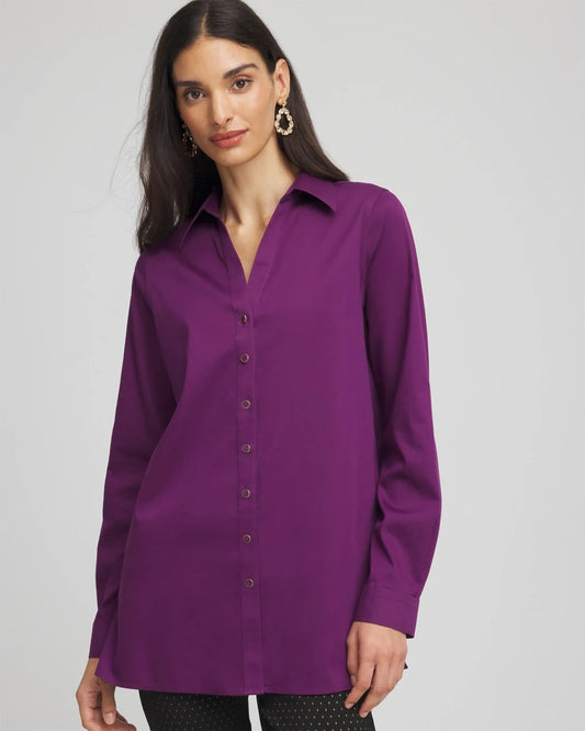 Chico's Women | No Iron™ Novelty Button Tunic PURPLE ROYALE