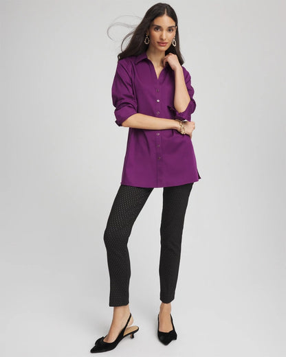 Chico's Women | No Iron™ Novelty Button Tunic PURPLE ROYALE