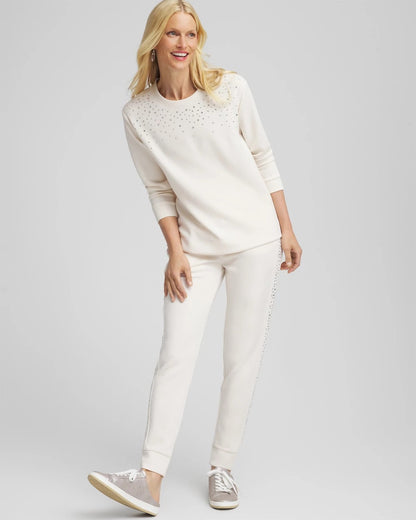 Chico's Women | Zenergy® Rhinestone Pullover Top ENGLISH CREAM