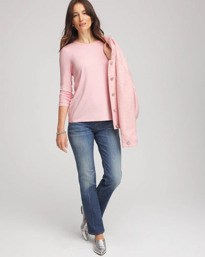 Chico's Women | Mesh-Trim Touch of Cool™ Layering Tee BLUSHED