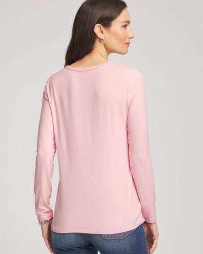 Chico's Women | Mesh-Trim Touch of Cool™ Layering Tee BLUSHED