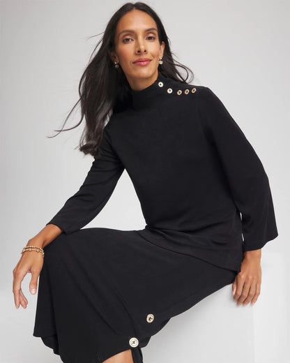 Chico's Women | Travelers™ Button Mockneck Top TRAVELERS BLACK