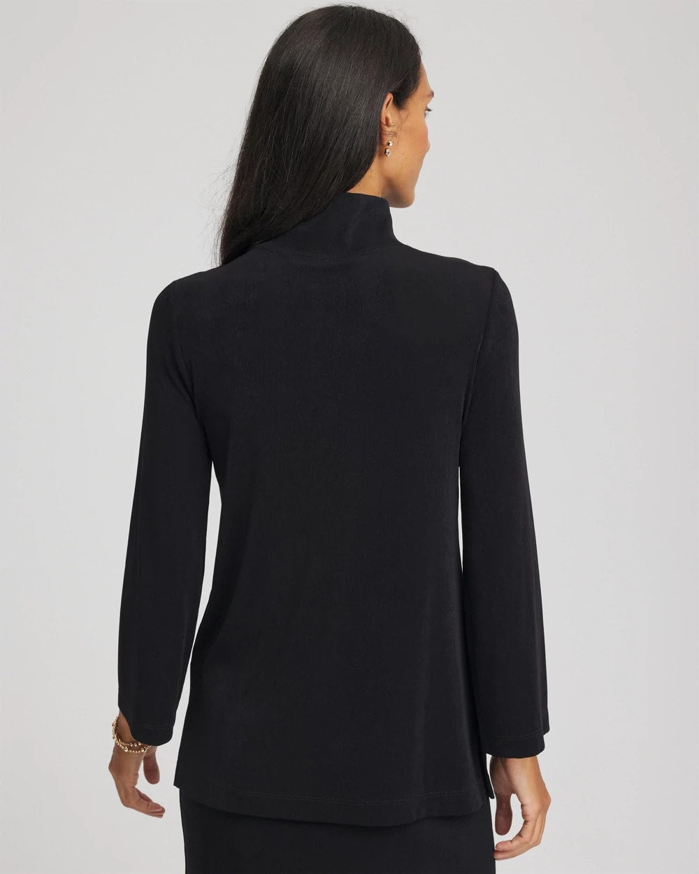 Chico's Women | Travelers™ Button Mockneck Top TRAVELERS BLACK