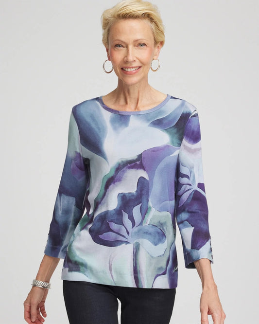 Chico's Women | Pima Button Sleeve Tee PURPLE ELIXIR
