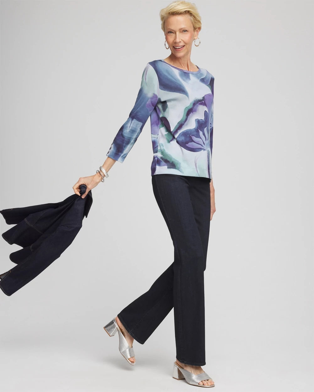 Chico's Women | Pima Button Sleeve Tee PURPLE ELIXIR