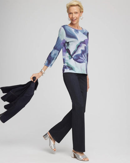 Chico's Women | Pima Button Sleeve Tee PURPLE ELIXIR