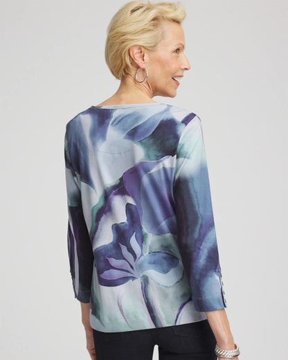 Chico's Women | Pima Button Sleeve Tee PURPLE ELIXIR