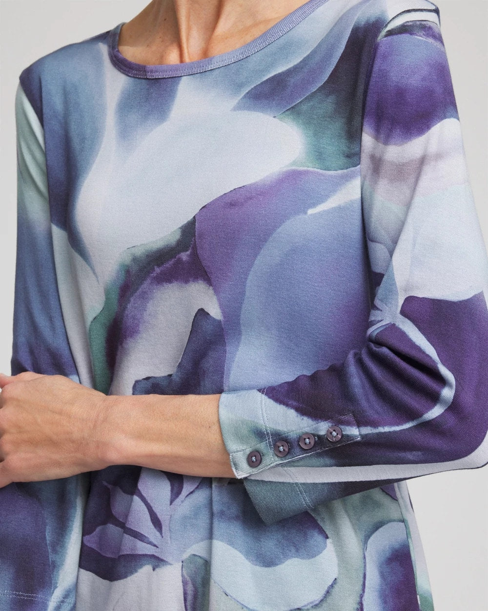 Chico's Women | Pima Button Sleeve Tee PURPLE ELIXIR