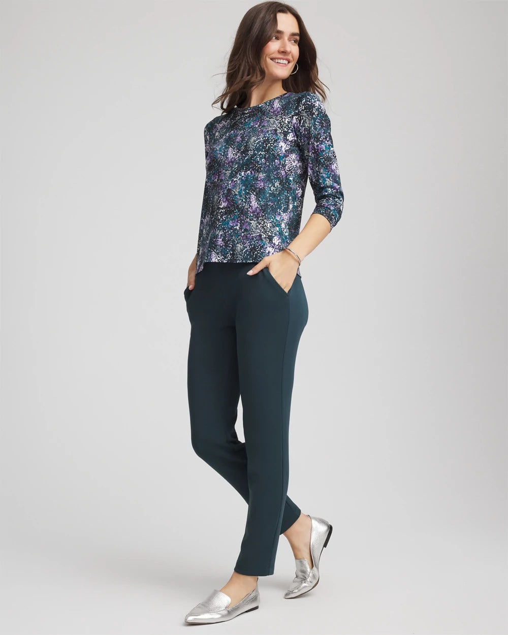 Chico's Women | Zenergy® Soft Brushed Scattered Top TEAL SHADOW