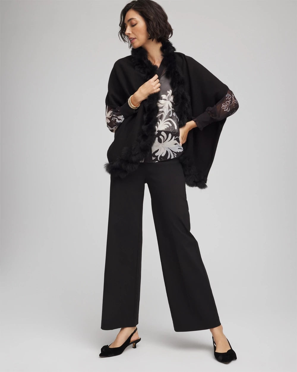Chico's Women | Faux Fur Cocoon BLACK
