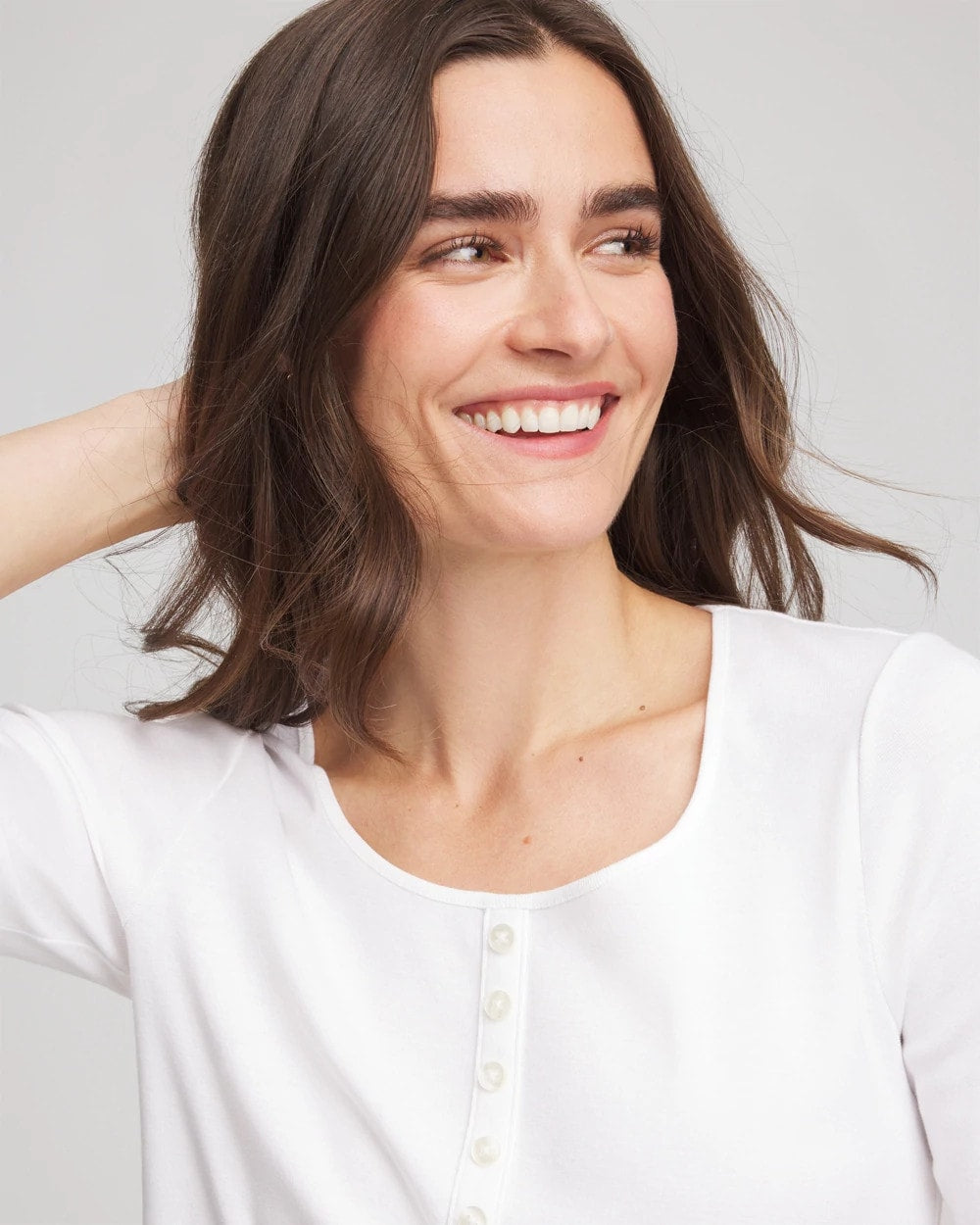 Chico's Women | Pima Cotton Henley Tee ALABASTER