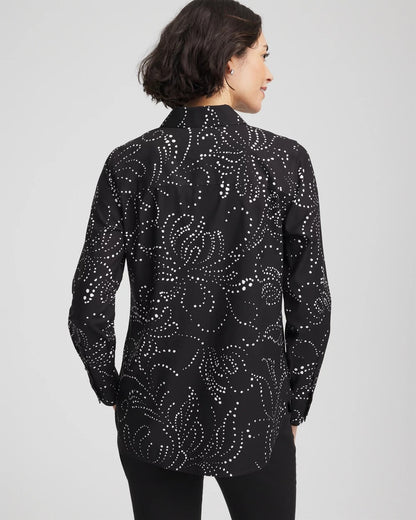 Chico's Women | No Iron™ Findot Print Sateen Shirt BLACK