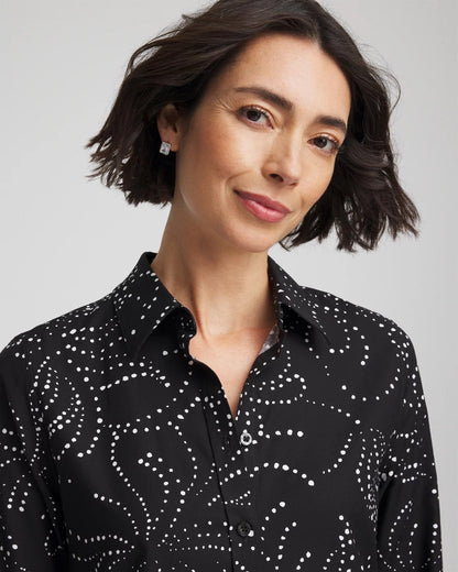 Chico's Women | No Iron™ Findot Print Sateen Shirt BLACK