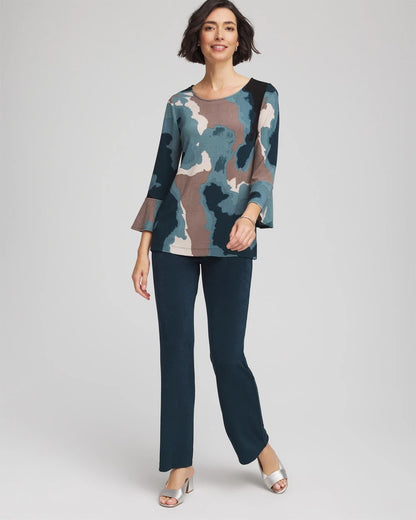 Chico's Women | Travelers™ Crystal Flounce Sleeve Tunic TEAL SHADOW