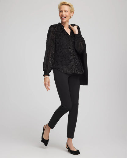 Chico's Women | Burnout Velvet Blouse BLACK