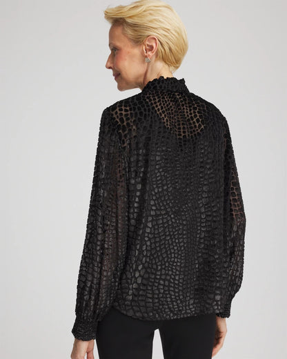 Chico's Women | Burnout Velvet Blouse BLACK