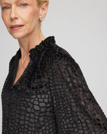 Chico's Women | Burnout Velvet Blouse BLACK