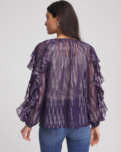 Chico's Women | Georgette Ruffle Sleeve Blouse PURPLE ELIXIR