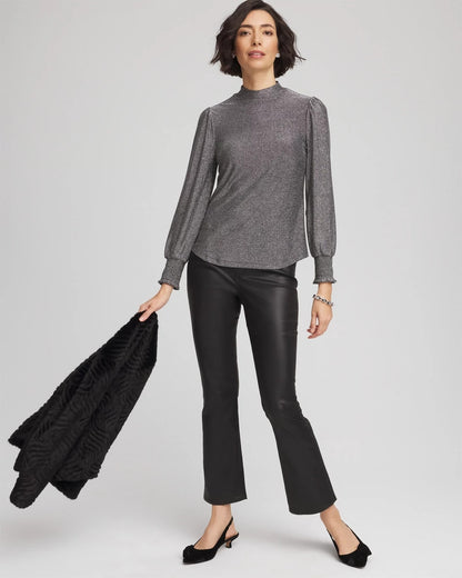 Chico's Women | Sparkle Smocked Top SILVER GLITTER