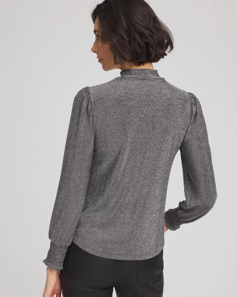 Chico's Women | Sparkle Smocked Top SILVER GLITTER