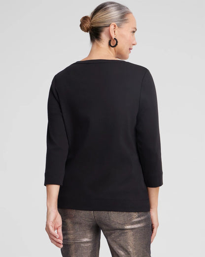 Chico's Women | 3/4 Sleeve V-Neck Tee BLACK