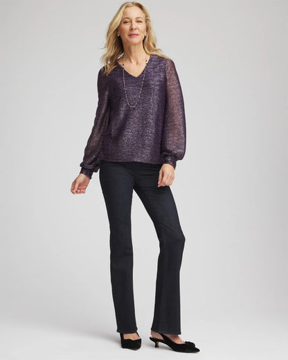 Chico's Women | Foiled Bodre Top PURPLE ELIXIR