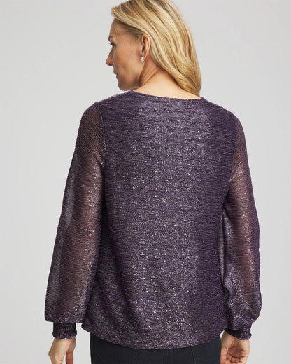 Chico's Women | Foiled Bodre Top PURPLE ELIXIR