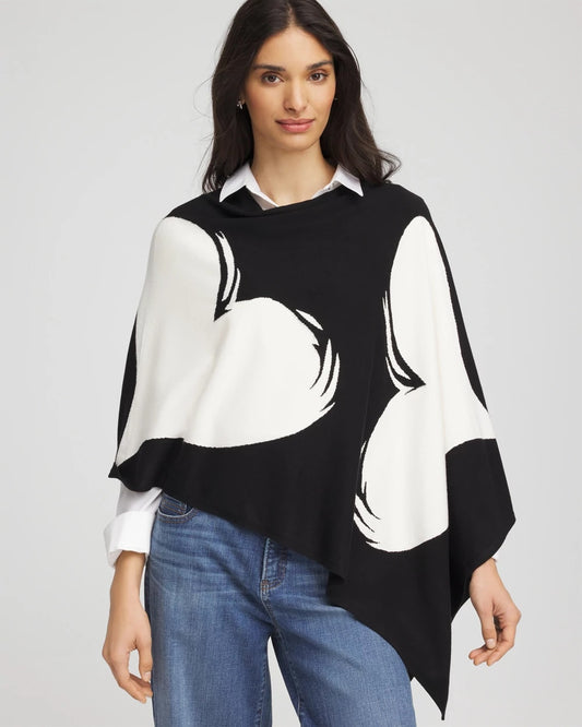 Chico's Women | Love Brush Convertible Sweater Poncho BLACK
