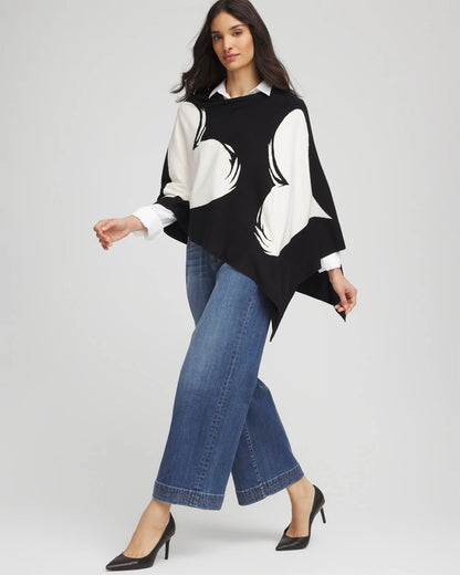 Chico's Women | Love Brush Convertible Sweater Poncho BLACK