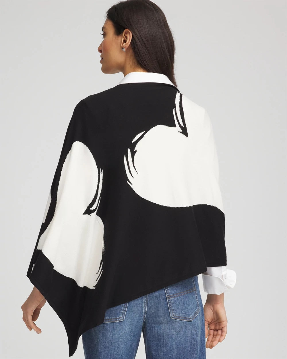 Chico's Women | Love Brush Convertible Sweater Poncho BLACK