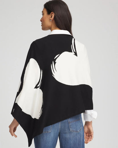 Chico's Women | Love Brush Convertible Sweater Poncho BLACK