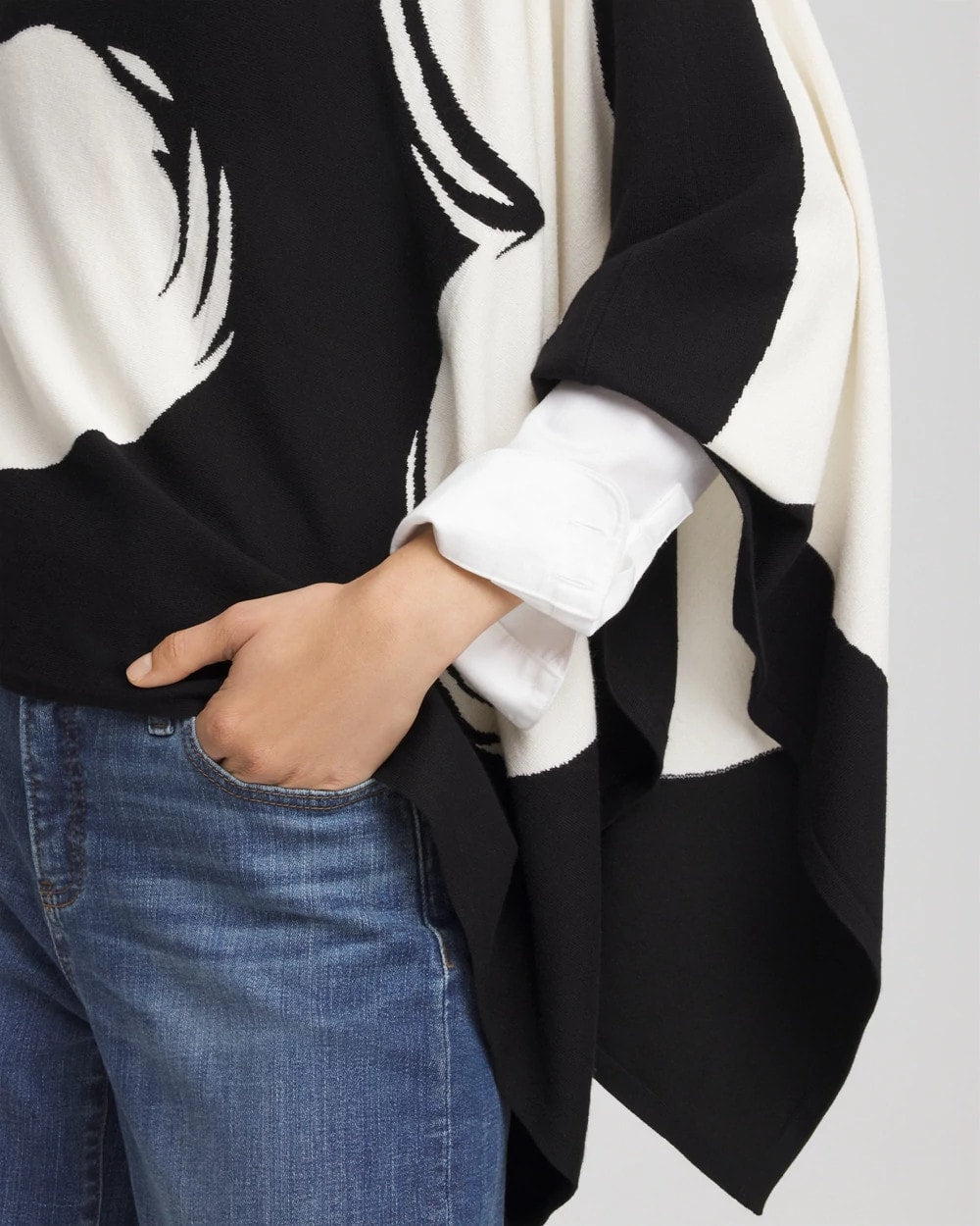 Chico's Women | Love Brush Convertible Sweater Poncho BLACK