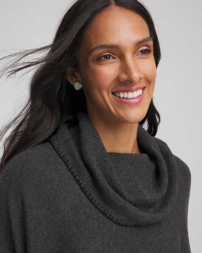 Chico's Women | Cowlneck Poncho GRAPHITE HEATHER GRAY