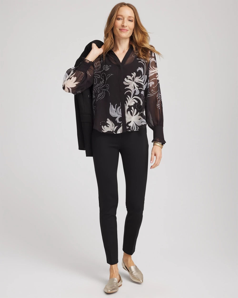 Chico's Women | Georgette Flow Print Blouse BLACK