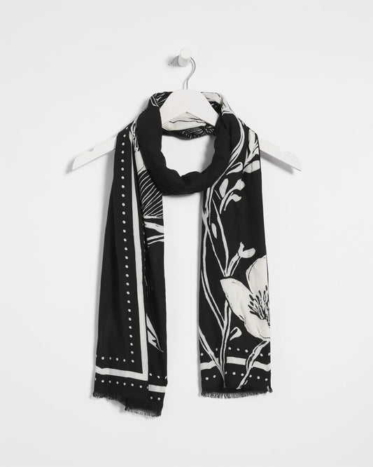 Chico's Women | Floral Woven Oblong Scarf BLACK