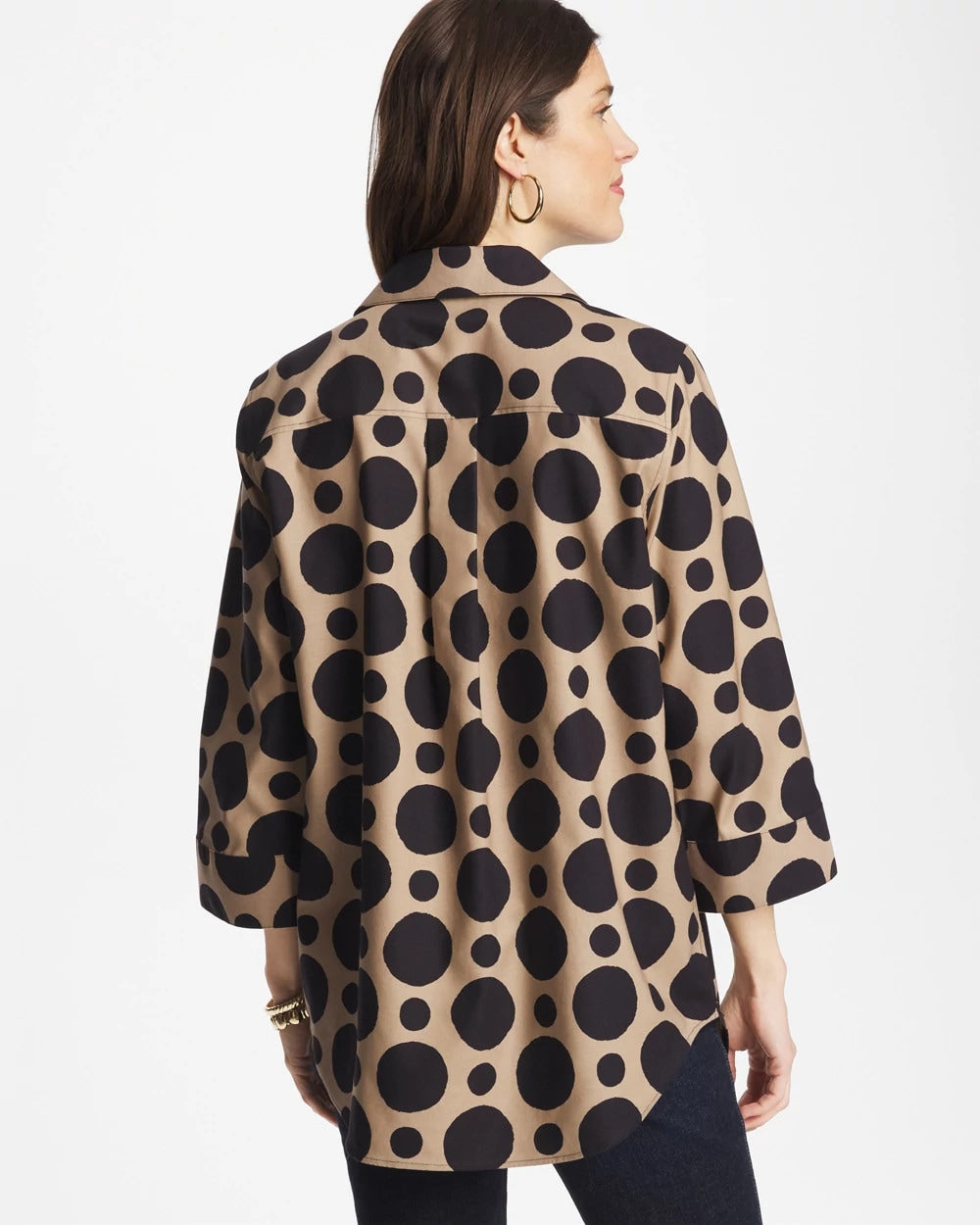 Chico's Women | No Iron™ Stretch Global Dots Popover Tunic CATTAIL BROWN