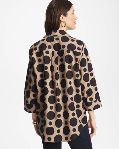 Chico's Women | No Iron™ Stretch Global Dots Popover Tunic CATTAIL BROWN