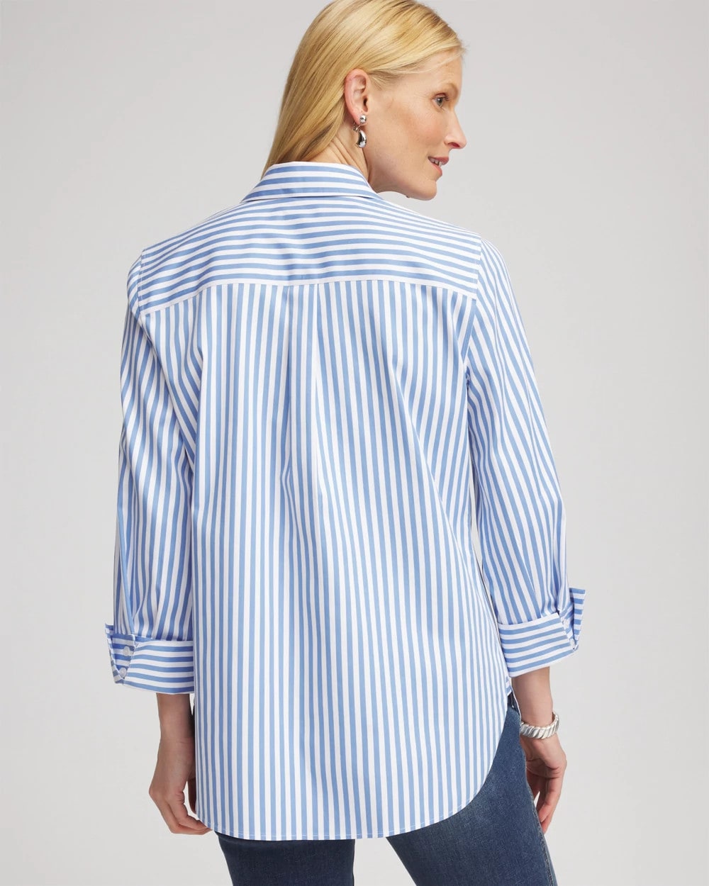 Chico's Women | No Iron™ Stretch Striped Shirt TIDAL BLUE