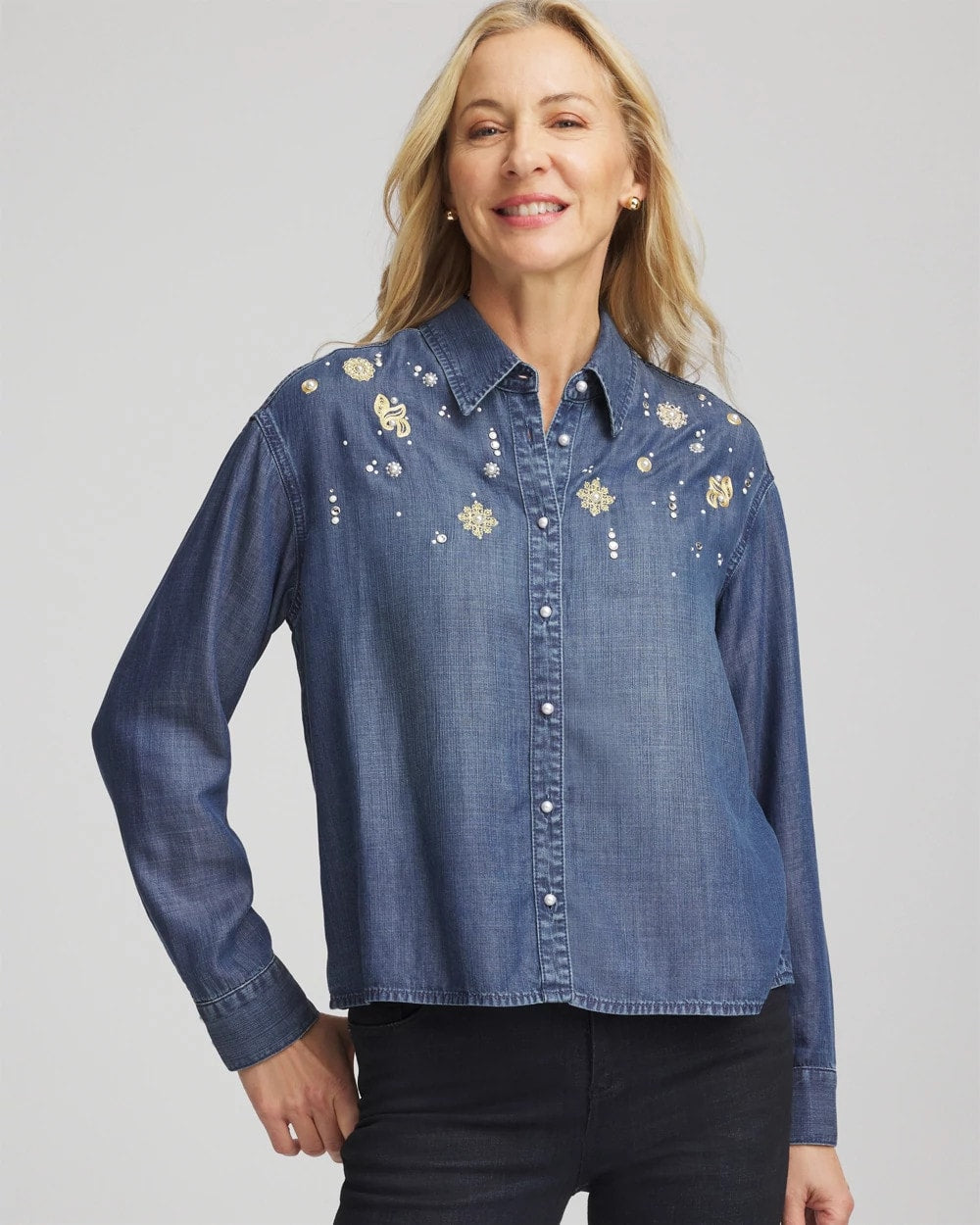 Chico's Women | Embellished Tencel Collar Shirt KIRUNA INDIGO