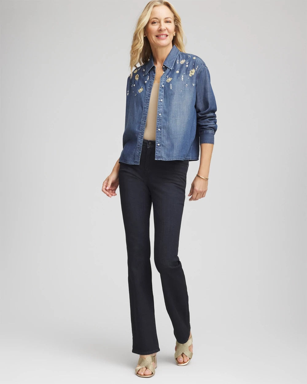 Chico's Women | Embellished Tencel Collar Shirt KIRUNA INDIGO