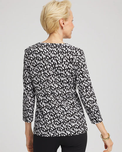 Chico's Women | Pima Crewneck Button Tee BLACK