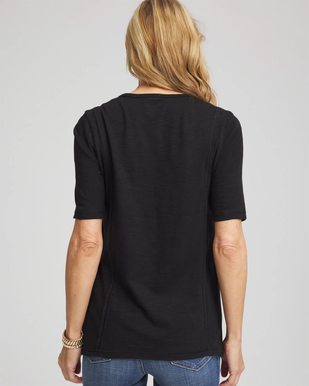Chico's Women | Slub Paneled Elbow Tee BLACK