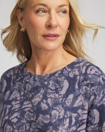 Chico's Women | Animal Cozy Crewneck Tee INDIGO SKY
