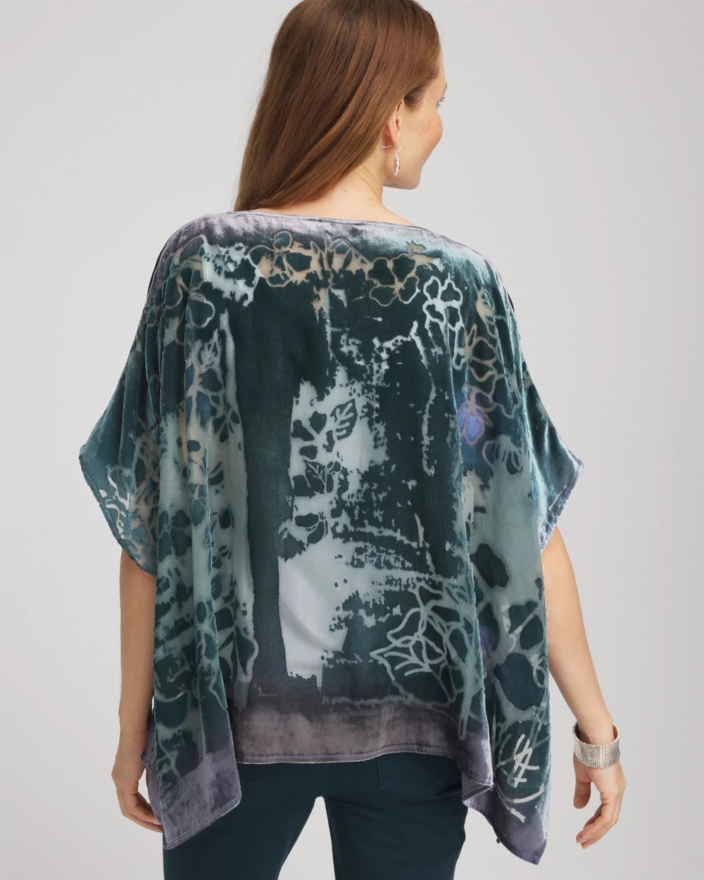 Chico's Women | Velvet Burnout Passion Poncho STRIKING TEAL